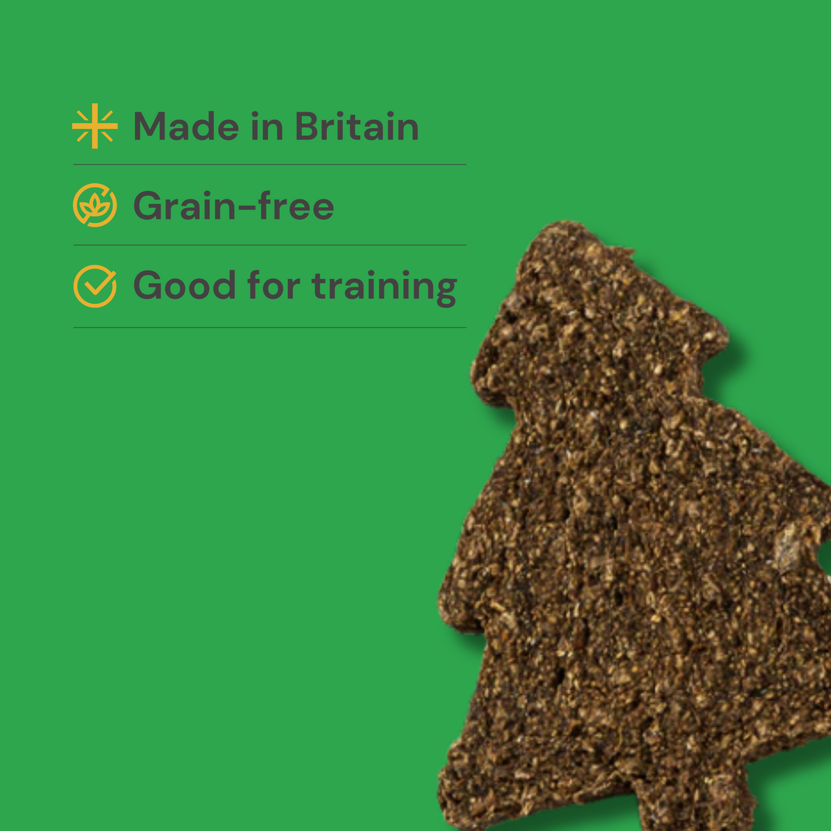 Gourmet Christmas Trees 5pcs, a grain-free, British-made tree-shaped dog treat ideal for training.