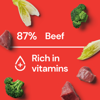 Fresh Medallions - Beef 800g: 87% beef, rich in vitamins, with broccoli & lettuce for natural dog food goodness.
