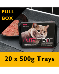 Nutriment Cat Beef Raw Cat Food, 20 x 500g Trays - FULL BOX