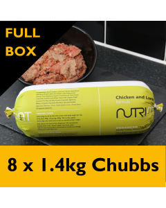Nutriment Chicken and Lamb Raw Dog Food, 8 x 1.4kg Chubbs - FULL BOX