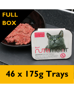 Nutriment Dinner for Cats Beef Raw Cat Food, 46 x 175g Trays - FULL BOX