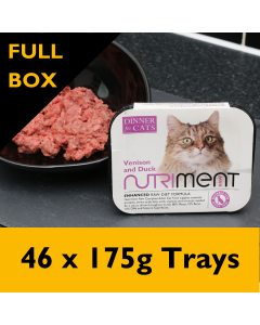 Nutriment Dinner for Cats Venison and Duck Raw Cat Food, 46 x 175g Trays - FULL BOX