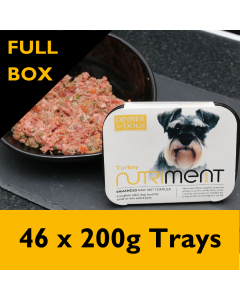 Nutriment Dinner for Dogs Turkey Raw Dog Food, 46 x 200g Trays - FULL BOX