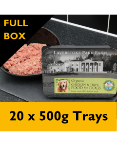 Laverstoke Organic Chicken with Tripe Raw Dog Food, 20 x 500g Trays - FULL BOX