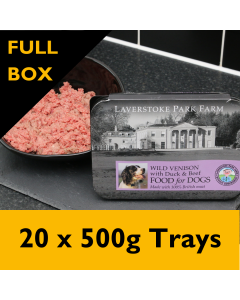 Laverstoke Wild Venison with Duck and Beef Raw Dog Food, 20 x 500g Trays - FULL BOX