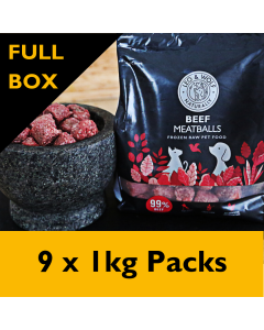Leo & Wolf Beef Meatballs Raw Dog and Cat Food, 9 x 1kg Pack - FULL BOX