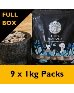 Leo & Wolf Tripe Meatballs Raw Dog and Cat Food, 9 x 1kg Pack - FULL BOX