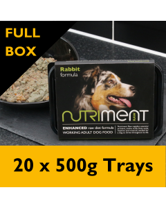 Nutriment Rabbit Raw Dog Food, 20 x 500g Trays - FULL BOX