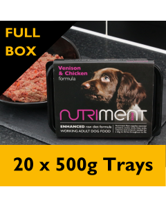 Nutriment Venison with Chicken Raw Dog Food, 20 x 500g Trays - FULL BOX